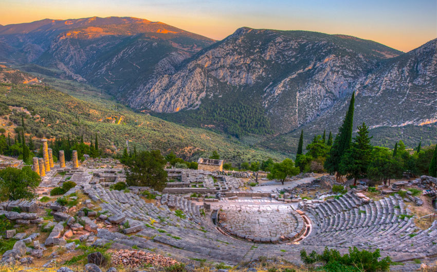 ruins of theatre at ancient Delphi