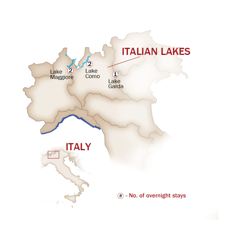 Italy Map  for ITALIAN LAKES