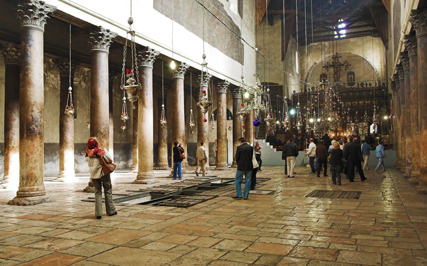 Interior of Church of the Nativity in Bethlehem