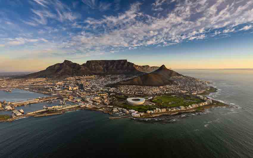 Cape Town and the 12 Apostles from above in South Africa