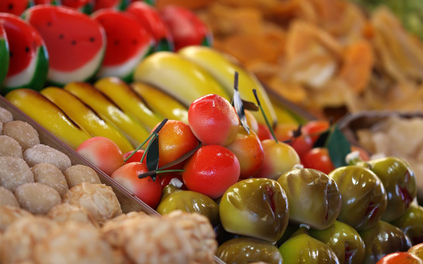 Typical Sicilian candied fruit and marzipan