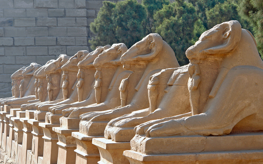 Avenue of the ram-headed Sphinxes in Karnak Temple, Luxor