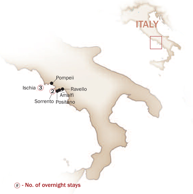 Italy Map  for SORRENTO & THE ROMANTIC ISLAND OF ISCHIA