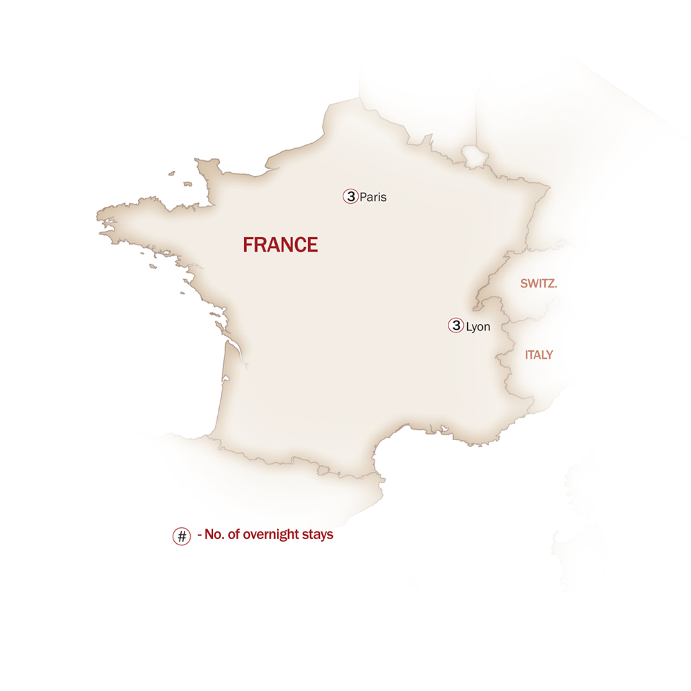 France Map  for DISCOVER PARIS & LYON