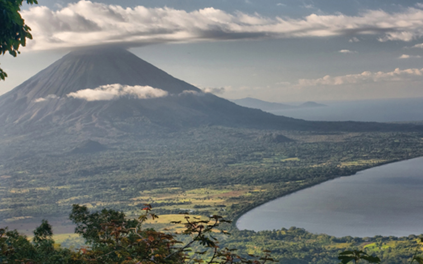 View of volcano Concepcion on Ometepe Island in lake Nicaragua 