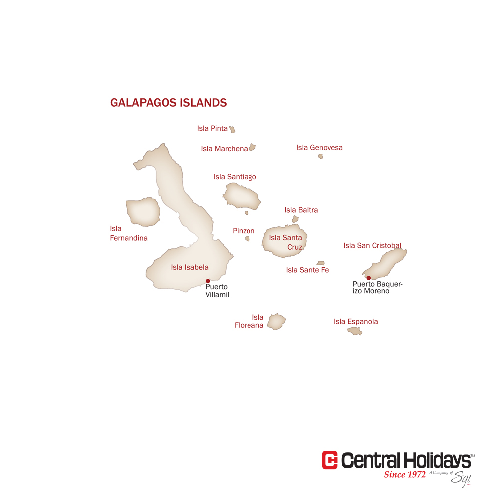 Ecuador & Galapagos Islands Map  for CRUISING THE GALAPAGOS ISLANDS - GALAPAGOS LEGEND