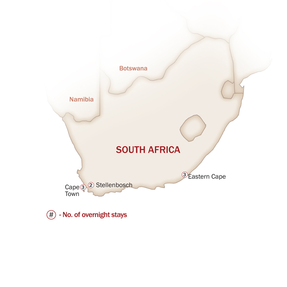 Eastern & Southern Africa Map  for MEMORABLE FOOD & WINES OF SOUTH AFRICA