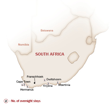 Eastern & Southern Africa Map  for FASCINATING GARDEN ROUTE