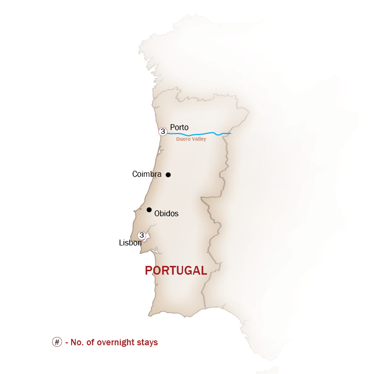 Portugal Map  for LISBON & PORTO, A PORTUGUESE FOOD & WINE EXPERIENCE