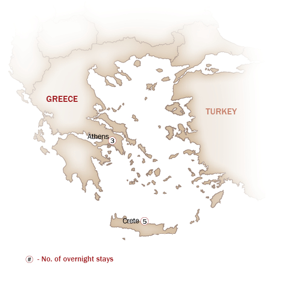 Greece Map  for Romantic Athens & Crete