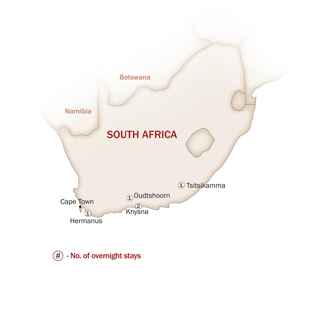 Eastern & Southern Africa Map  for THE GARDEN ROUTE