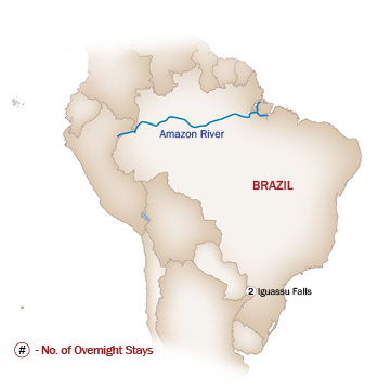 Brazil Map  for IGUASSU FALLS GETAWAY