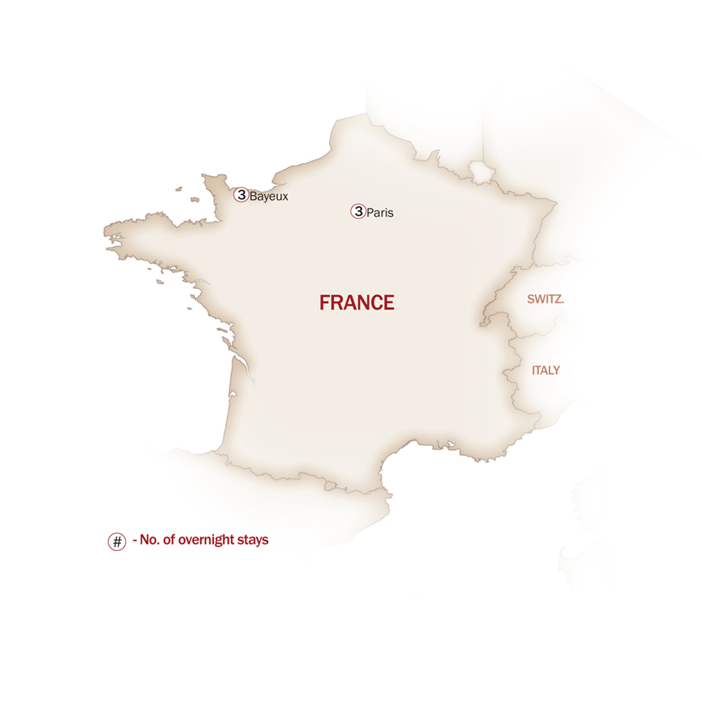 France Map  for DISCOVER PARIS & NORMANDY