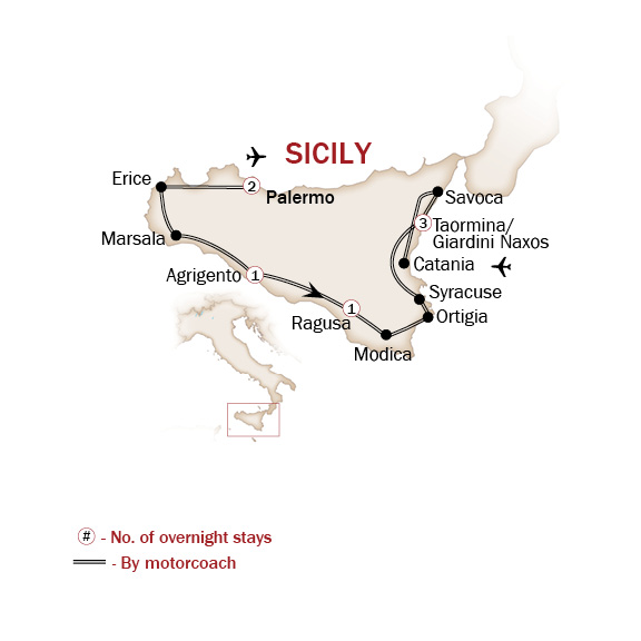 Italy Map  for SPLENDORS OF SICILY