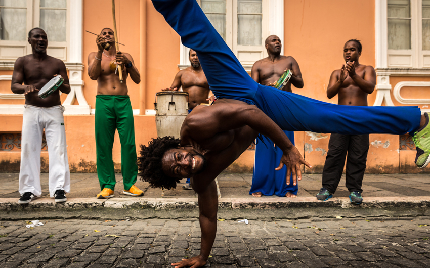 Group of people playing Capoeira in Salvador