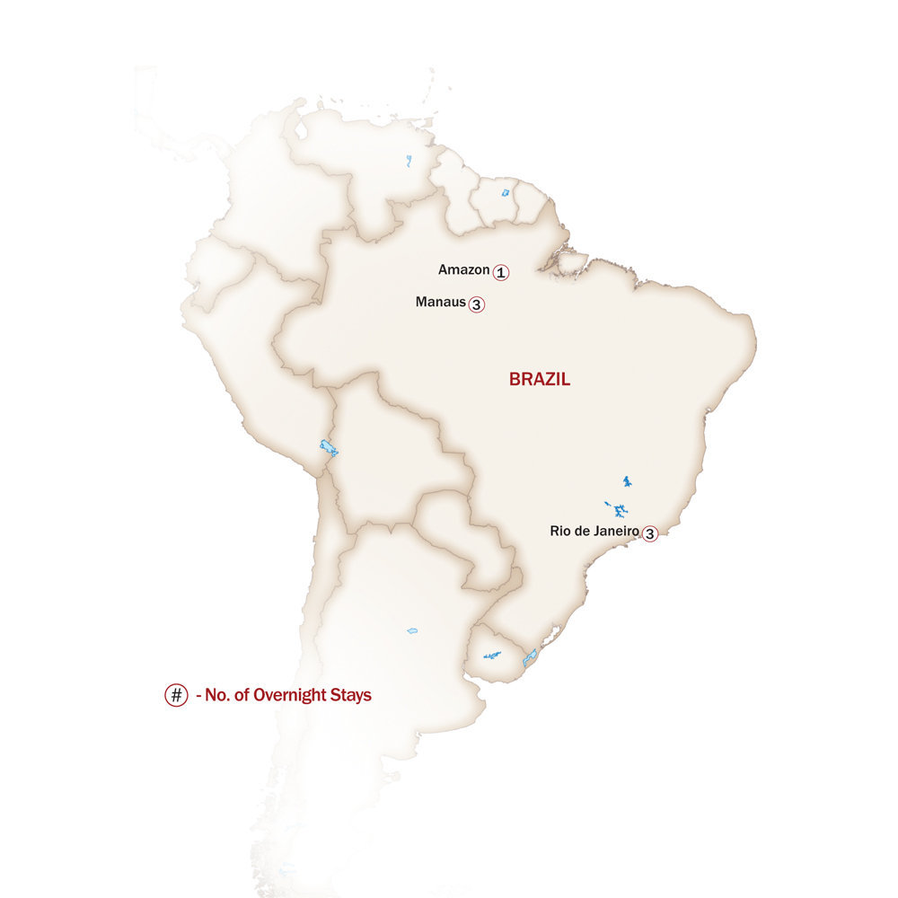 Brazil Map  for RIO DE JANEIRO & THE AMAZON