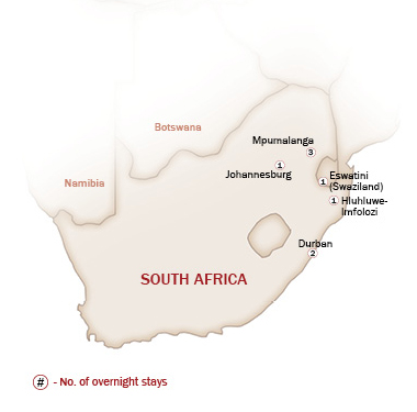 Eastern & Southern Africa Map  for BIG FIVE ADVENTURE