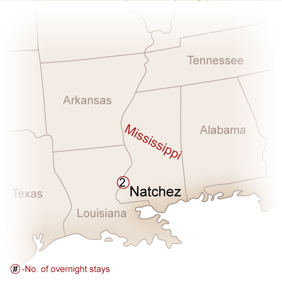 USA Map  for Natchez, where history lives