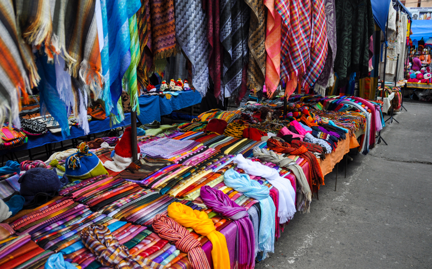 Colorful Sunday market in Otavalo, Ecuador