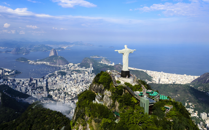The statue of Christ the Redeemer (Cristo Redentor) at Corcovado in Rio De Janeiro in Brazil