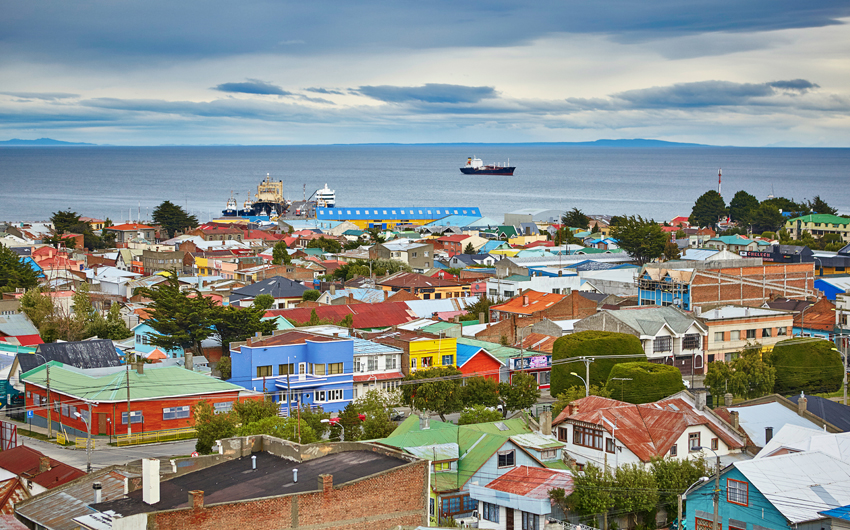 Punta Arenas with Magellan Strait in Patagonia, Chile