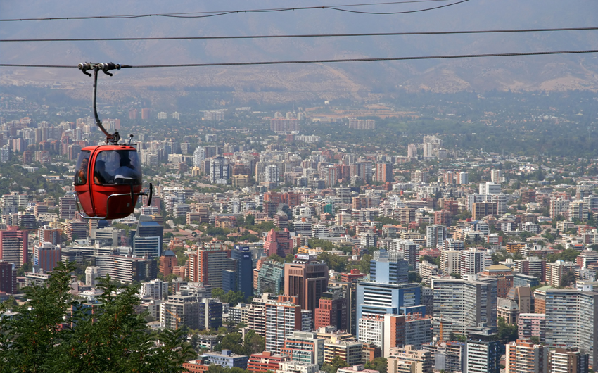 Cable car in San Cristobal hill, Santiago